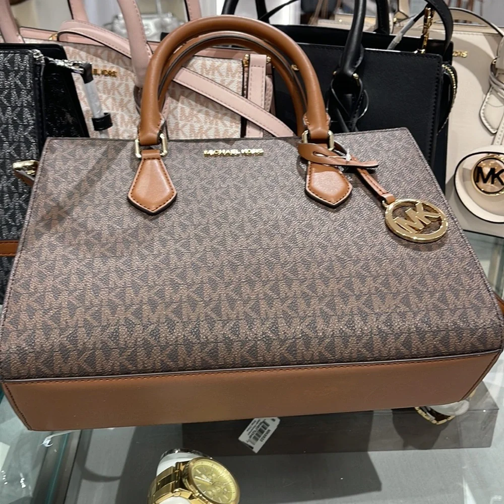 Michael Kors Sheila Medium Center Zip Satchel Bag Color: Brown NWT